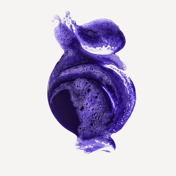 hover

A textured, abstract splash of vibrant purple toning shampoo showing rich lather and fine bubbles, centered against a clean white background. - alternate view