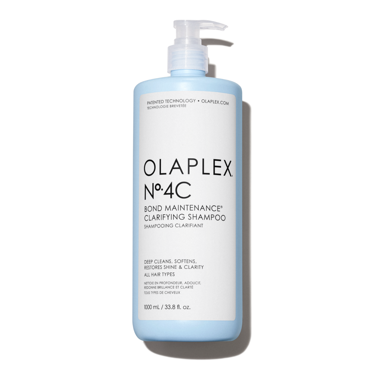 OLAPLEX Nº.4C BOND MAINTENANCE® SHAMPOOING CLARIFIANT

NETTOIE EN PROFONDEUR, ADOUCIT ET RESTAURE LA BRILLANCE ET LA CLARTÉ DE TOUS LES TYPES DE CHEVEUX

1000 ml