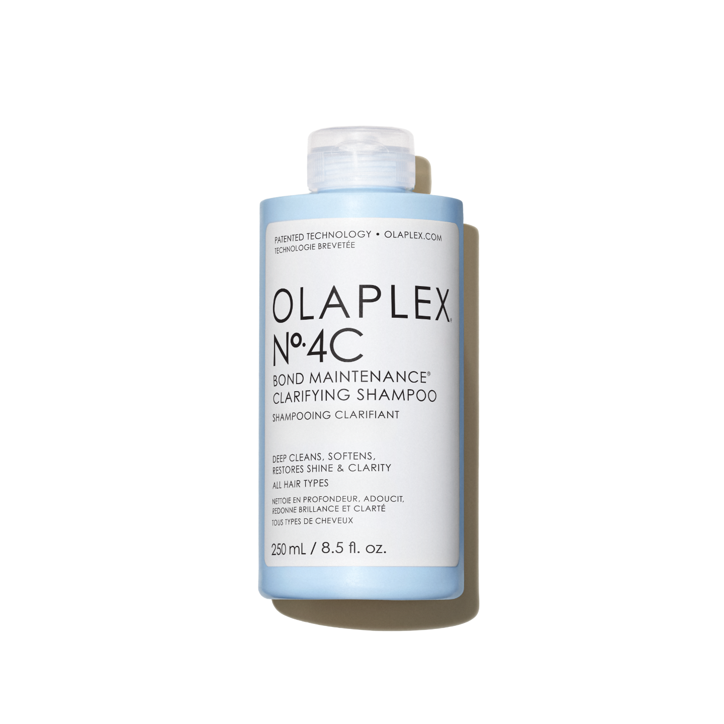 OLAPLEX Nº.4C BOND MAINTENANCE® CLARIFYING SHAMPOO

DEEP CLEANS, SOFTENS, RESTORES SHINE & CLARITY ALL HAIR TYPES

250 mL / 8.5 fl. oz.