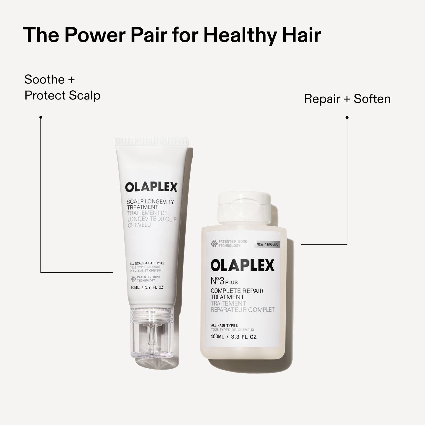 La paire puissante pour des cheveux sains
Apaiser +
Protéger le cuir chevelu
RÉPARER + ADOUCIR