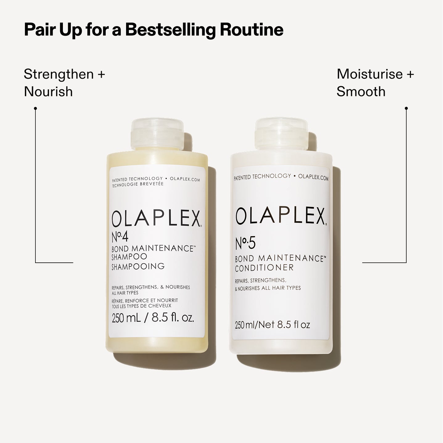 Associez-les pour créer une routine best-seller

N°.4 : Renforcer + Nourrir
N°5 : Hydrater + Lisser