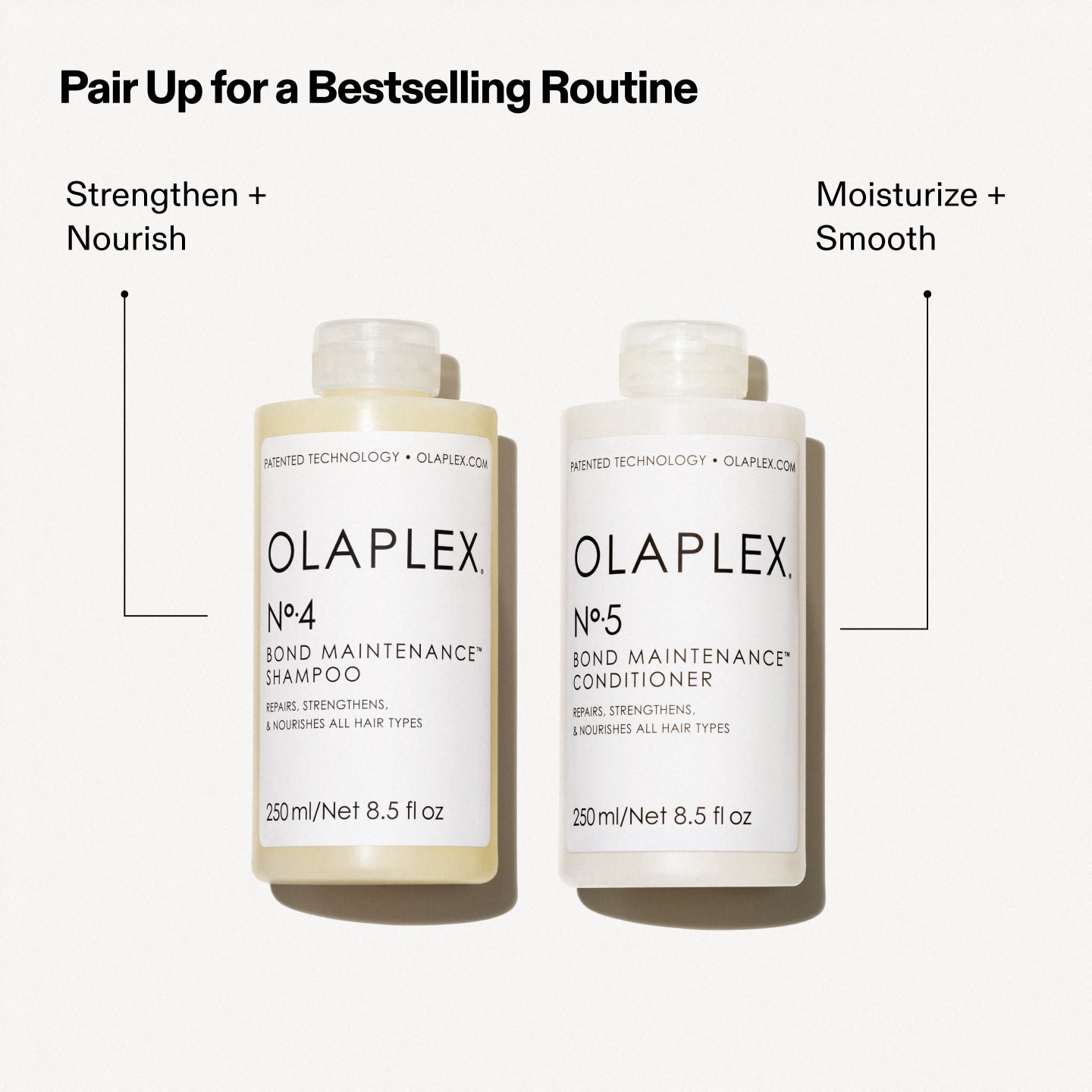 Associez-les pour créer une routine best-seller
N°.4 : Renforcer + Nourrir
N°5 - Hydrate et lisse
